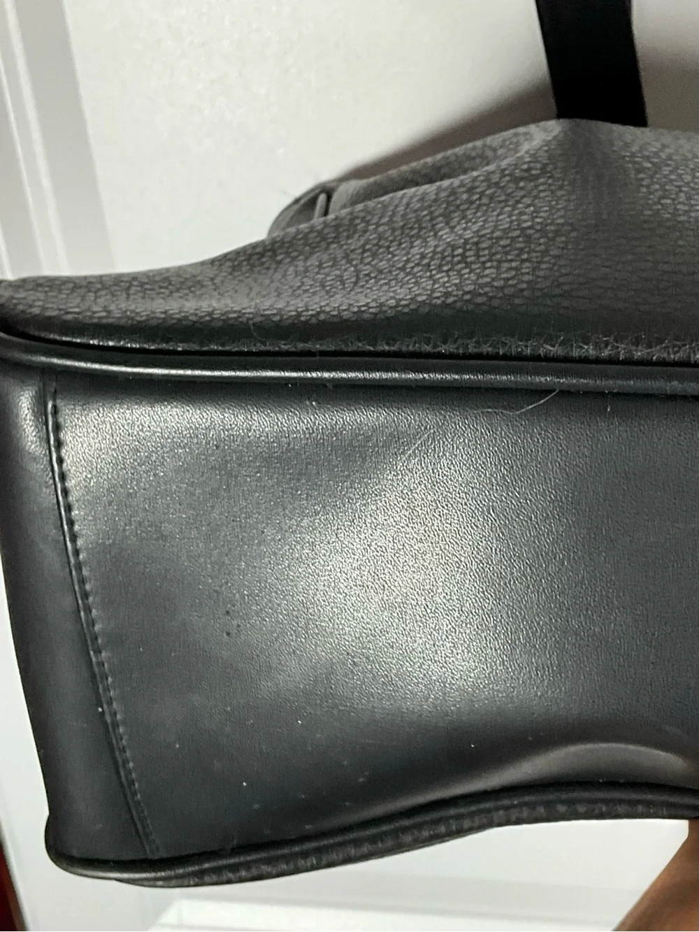 Simply Basic Black Pebbled Faux Leather Tote Bag Shoulder Work Laptop Bag